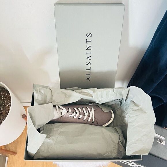 ALL SAINTS Theo Canvas Sneaker Tennis Shoe, Charcoal Gray, Size 10, NWT - Picture 3 of 16